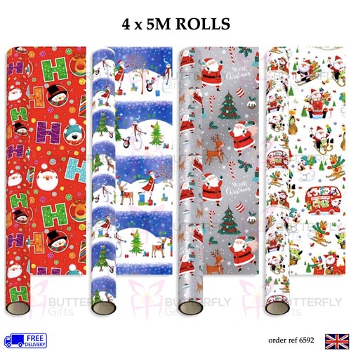 CHRISTMAS GIFT WRAP PAPER ROLLS FROZEN DISNEY SANTA REINDEER SNOWMAN - Picture 11 of 25