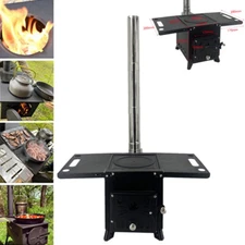 Portable Wood Burning Cooking Stove With Pipe Camping Tent Heating Stove