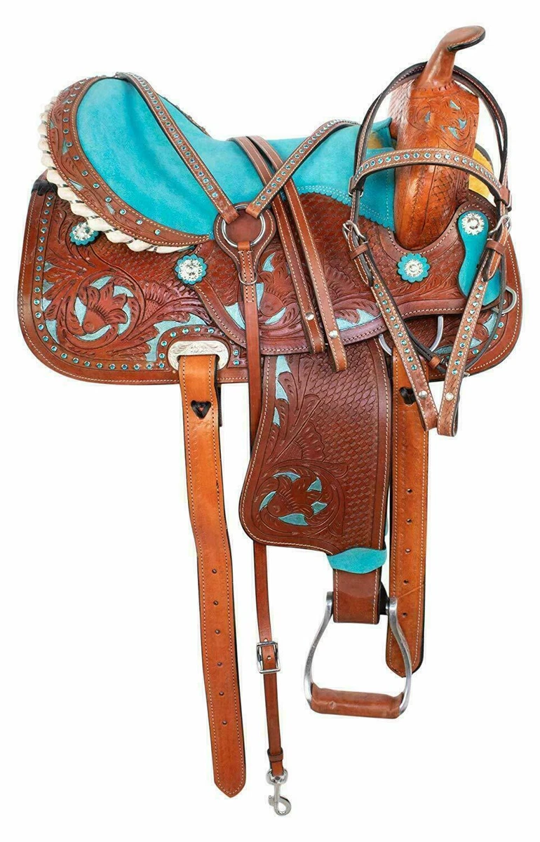 Barrel Racing Leather Western Trail Premium Horse Tack Saddle All Size 10