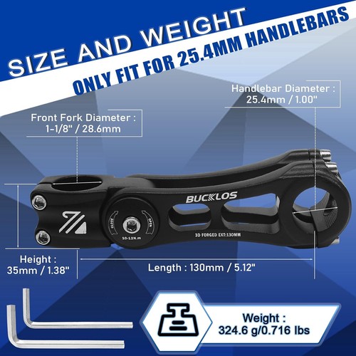 BUCKLOS Adjustable 90-145mm Stem 25.4/31.8mm Handlebar Bike Bicycle MTB/BMX/Road - Picture 20 of 24