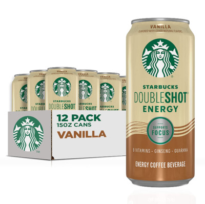 Doubleshot Energy Vanilla, Strong Coffee Drink with 225 mg Caffeine, 15 fl oz,
