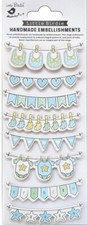 Baby Socks Bibs, Blue, glitter, 3D scrapbook stickers 8/pk - Little Birdie