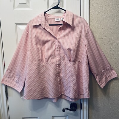PINK, WHITE, BLACK BUTTON FRONT BLOUSE-CATO WOMAN BRAND-SIZE 18/20W