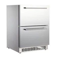 24 Inch Under Counter Beverage Refrigerator,Double Drawer Beverage Fridge