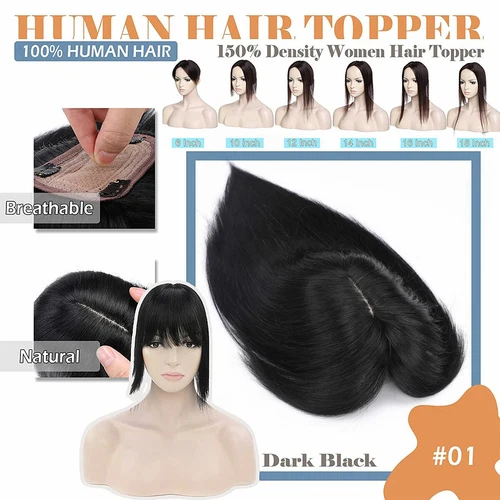 100% Echthaar Topper Toupet Extensions Clip In Remy Human Hair Toupee Haarteil l - Bild 42 von 84