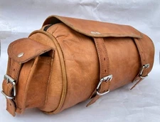 Motorcycle Leather Strap Tool Bag Buckle Closure Fork Best Vintage Pouch New
