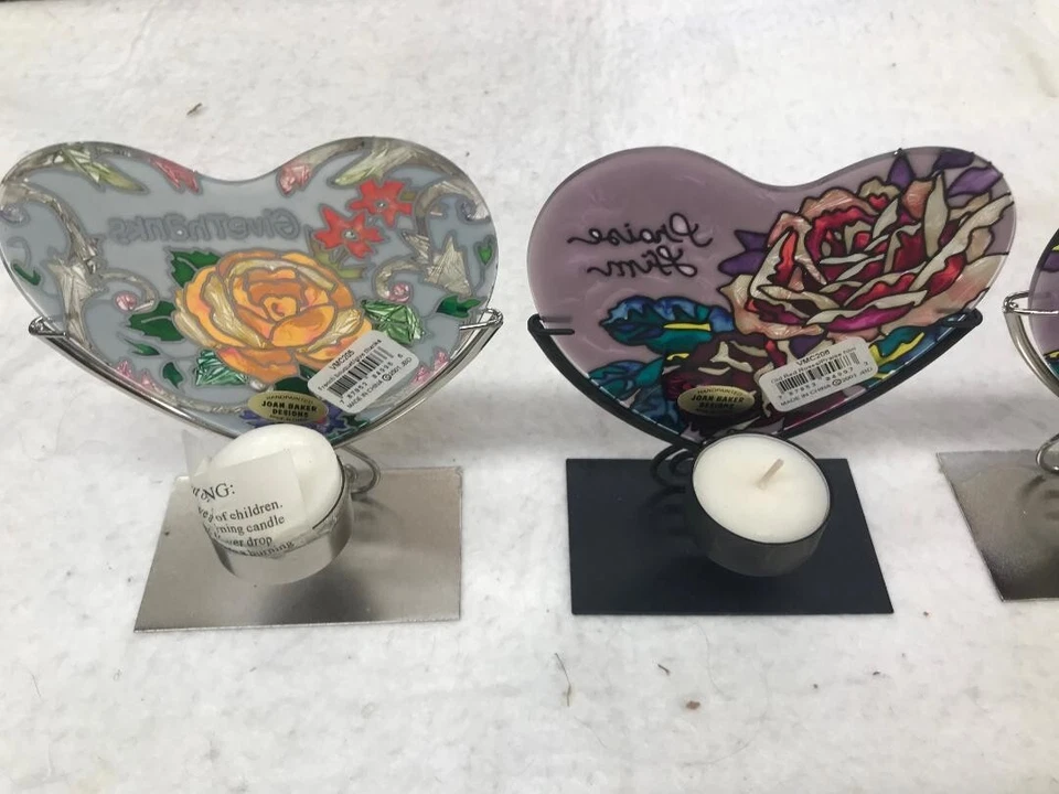 Lote de 96 Candelabros Joan Baker Suncatcher en Forma de Corazón con Soporte Foto 2 de 4