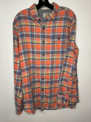 LL Bean Flannel Shirt Mens M Reg Multicolor Scotch Plaid Casual Workwear 294213