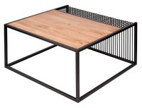 Couchtisch Wohnzimmertisch Beistelltisch Eiche Holz Massiv GeöLt Metall 80X80 Cm