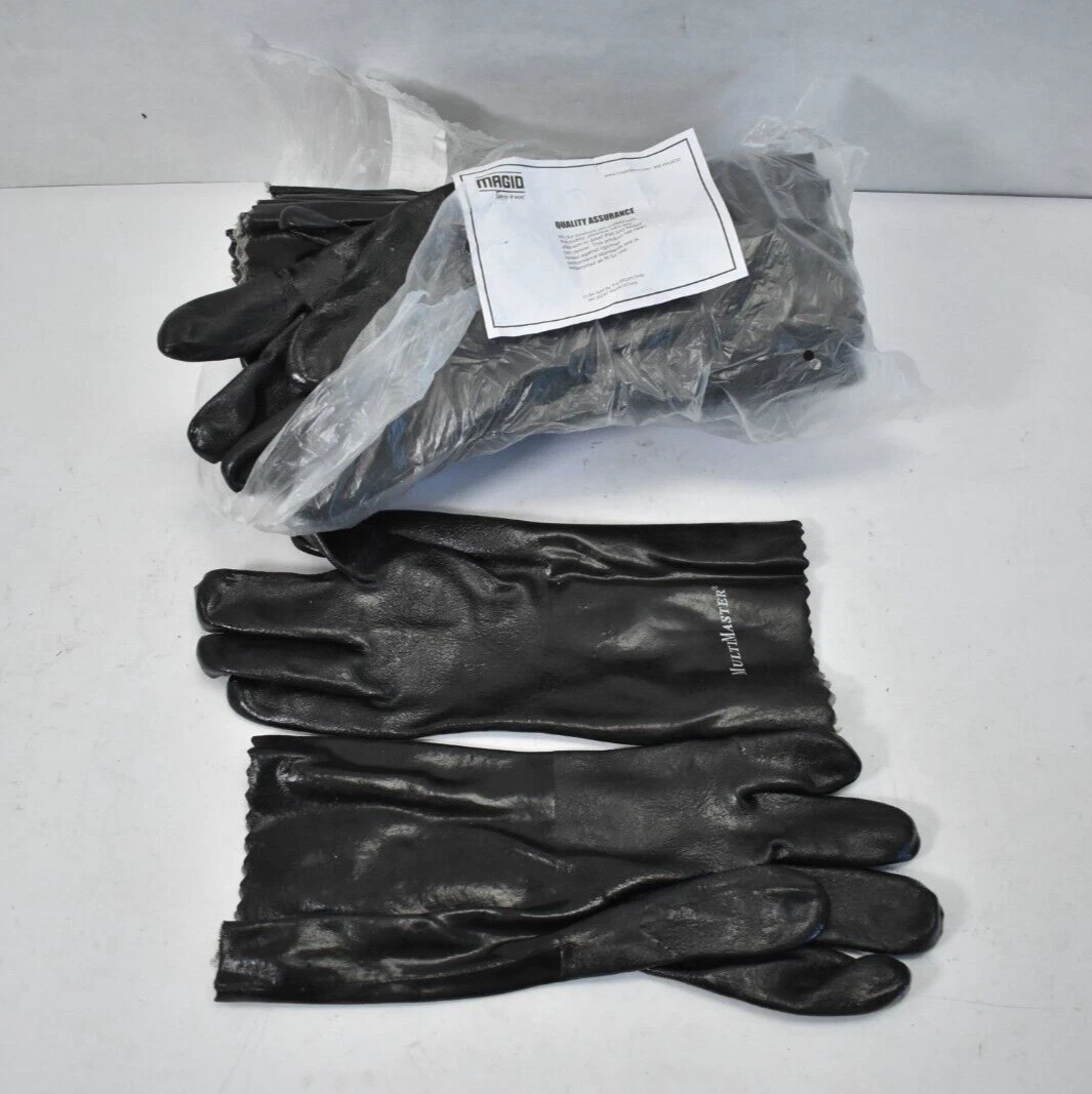 Magid Multi-Master Black Waterproof Rubber WOrk Gloves 12 Pair Dozen Strong Grip