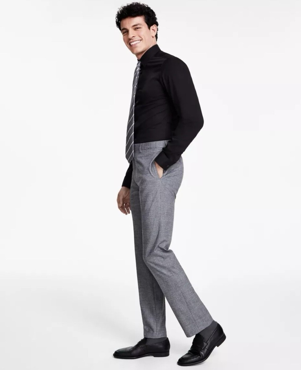 Calvin Klein Men's Slim Fit Performance Dress Pants Black White 38 x 32 Calvin Klein Men's Slim Fit Performance Dress Pants Black White 38 x 32