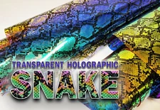 Hologram Transparent Snake Print Plastic Vinyl Fabric 54" Wd Sold By The Yard