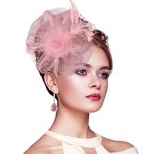Fascinators for Women Kentucky Derby Hats,Tea Party Hat Headband 0-1 Blush Pink