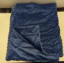 Huggaroo Kids Weighted Blanket (7lbs)  Washable Blue Soft Minky Dots 