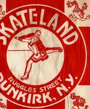1930s Skateland Ruggles Street Dunkirk New York Roller Skating Luggage Label 