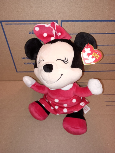Ty Beanie Babies Disney Sparkle Minnie Mouse 7" Plush NWT.