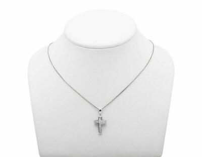0.25ct Lab-Created Moissanite Pendant Two Rows Cross White Gold Plated NO CHAIN