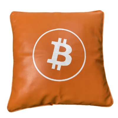 Bitcoin Orange PU Leder Kissenbezug Verbesserter Reißverschluss Bedrucktes Futter 18 x 18'' 1 Stück