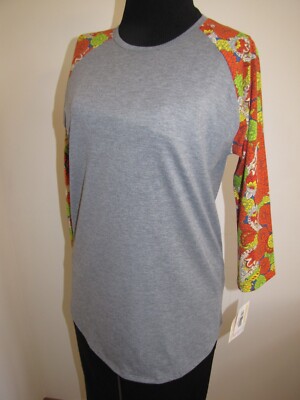 NEW WITH TAG LULAROE RANDY CUTE GRAY & MULTICOLOR 3/4'' SLEEVE TOP  SIZE MEDIUM