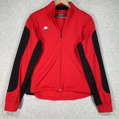 Kappa Sweater Womens S Red Black Stretch Performance Long Sleeve Soccer Full Zip