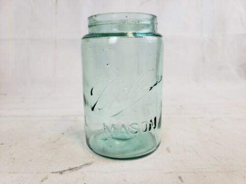 Vintage Early 1900s Blue Bally Mason Pint Jar H-5 1/4in. Dia-3 1/8in. GL21