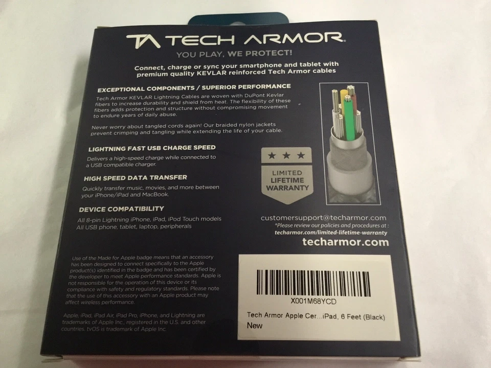 Tech Armor Charge & Sync Cable 6 ft. Black X001M68YCD - Image 2 of 2