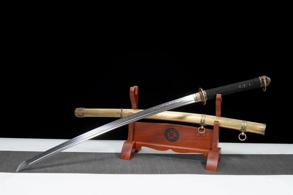 Военный японский меч самурай катана T10 стали глины закаленное лезвие латуни Saya - Изображение 4 из 4