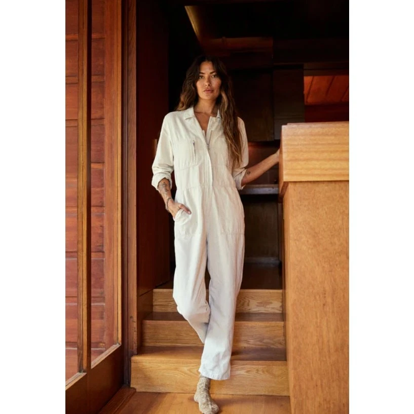 Outerknown STATION Long Sleeve Utility Jumpsuit in Natural Size M NWT $178
