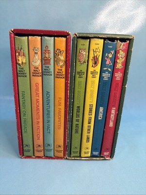 Vintage Walt Disney Boxed Book SET Wonderful World + Disney Parade