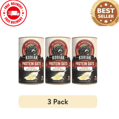 Kodiak Protein-Packed Classic Rolled Oats, 16 oz Canister- Pack k of 3