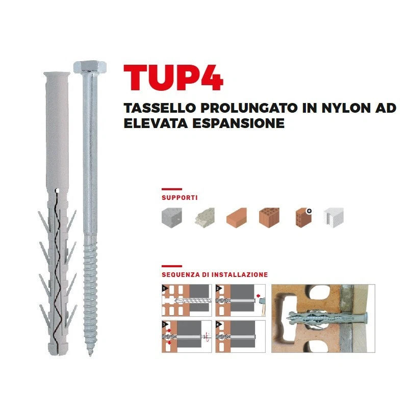 Tasselli nylon con viti TUP4 TUP3 TUPP Testa Esagonale Friulsider tassello vite - Immagine 2 di 4