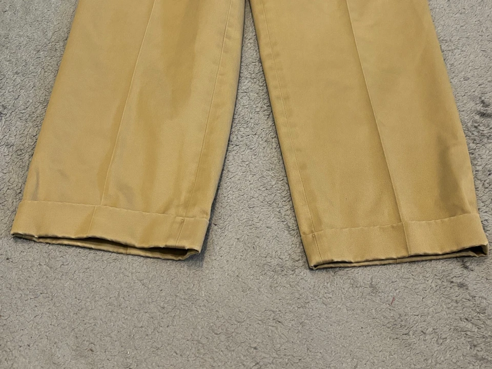 Pantalones Lands End Para Hombre 32 Beige Caqui Calce Plisado Puños Algodón Pantalones Pantalones Foto 2 de 4