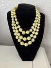 Costume Jewelry Vintage Yellow Chunky Layered Necklace! Very Light! Plastic Bead