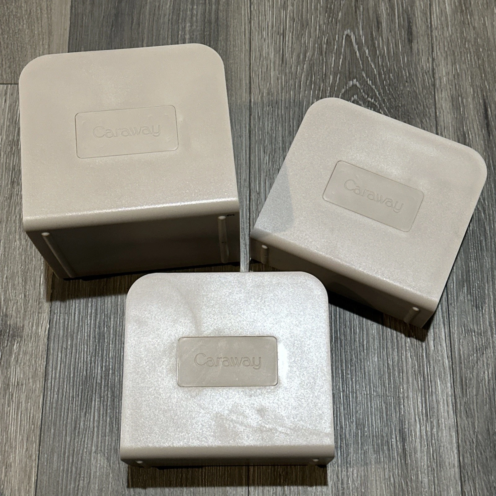 Caraway Magnetic Set 3 Pot Pan Lid Holder Organizer Storage Dividers Beige