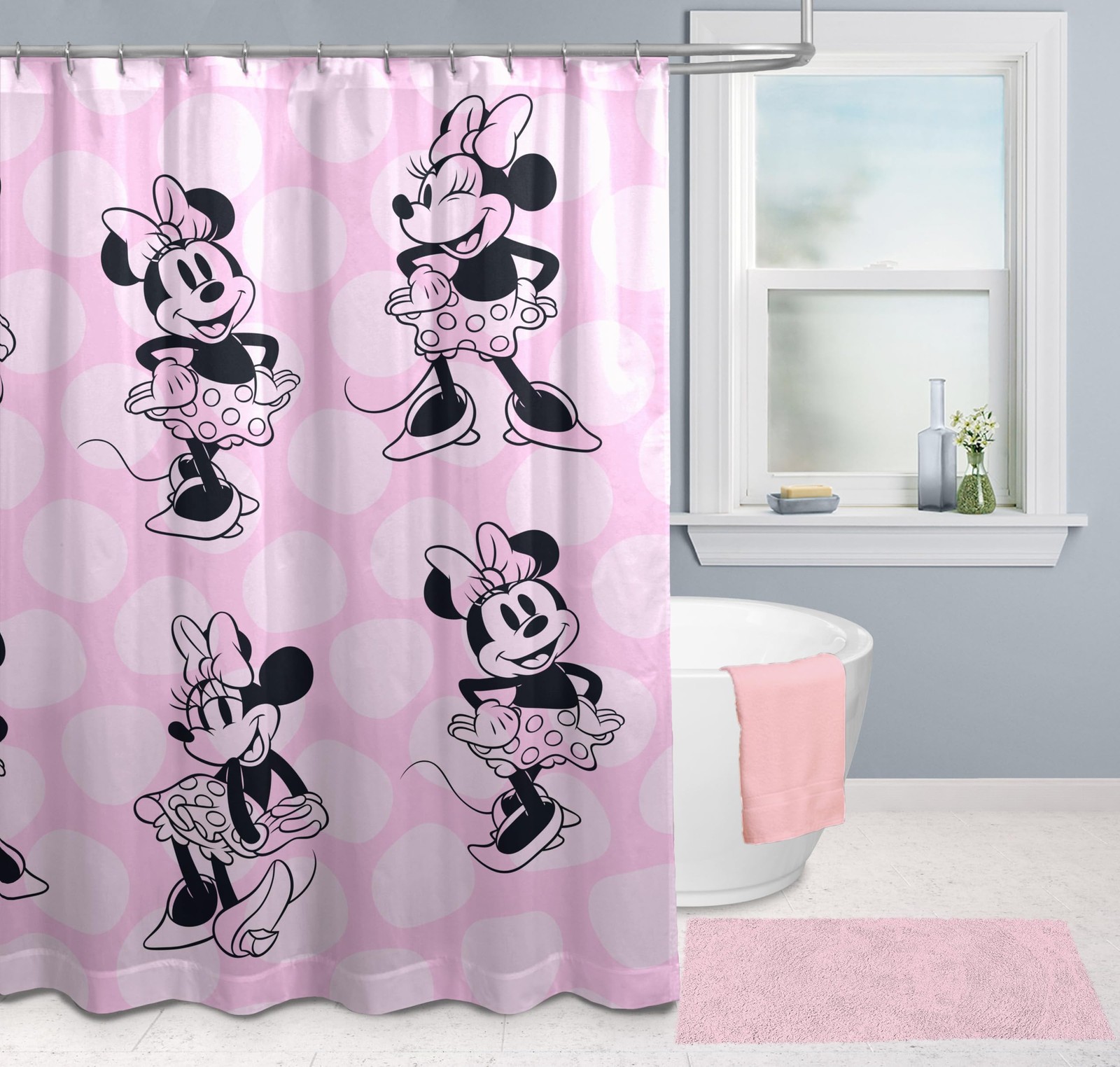 Rideau de douche Disney Minnie Mouse en polyester premium imperméable