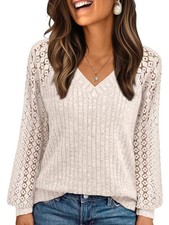 AUTOMET Women Summer Tops Spring Fashion 2026 Lace Long Sleeve Shirts Fall Sw...