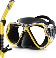 Greatever Dry Snorkel Set,Panoramic Wide View Anti-Fog Scuba Diving Mask,Profess