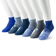 Under Armour L32651 Mens Blue Essential 6-pack Lite Low-Cut Socks Size 8.5-13