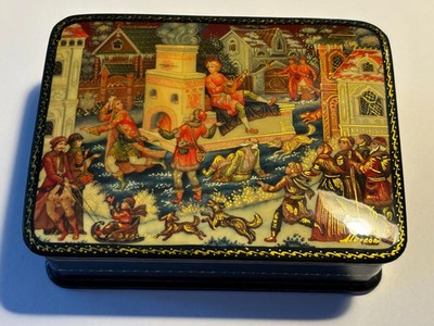 Russian Lacquer Box Fedoskino Jewelry Box Gift Box Fairy Tale By Pike Command
