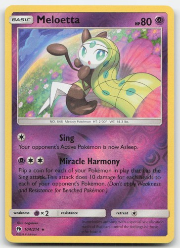 Meloetta 104/214 SM - Lost Thunder Reverse Holofoil Pokemon TCG MP