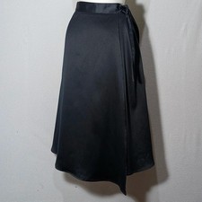 Gallery Dark Navy Satin Wrap Skirt |Size 16