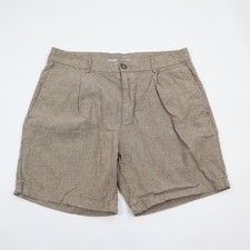 Old Navy 6.5" Shorts Mens 34 Slim Linen Blend Pleated Brown Preppy
