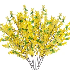 12Pcs Artificial Forsythia Branches: 23.6" Silk Yellow Flowers Faux Forsythia...