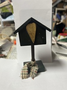 Small Wooden Dark Green Birdhouse Decor