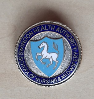 Vintage enamel Swindon Health Authority School of Nursing brooch pin badge