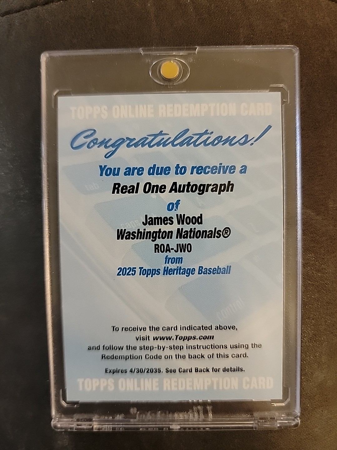 2025 Topps Heritage James Wood Real One Auto Redemption RC