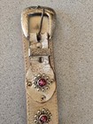 Vintage Gun Holster. White Leather And Red  And Silver Decorations. — photo 3