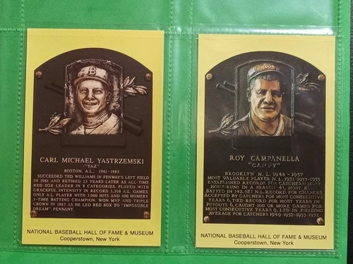 Lot of 2 Baseball Hall of Fame Postcards Carl Yastrezemski and Roy Campanella