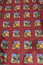 Cheater Quilt Fabric Rooster Chicken Farm Block cotton 97L X 89W country cottage
