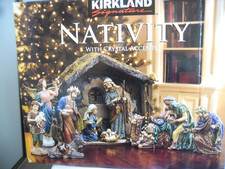 KIRKLAND SIGNATURE, LARGE NATIVITY SET, HAND PAINTED WITH CRYSTAL ACCENTS